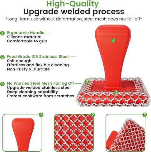 TOPULORS CAST IRERBER CLEANER & 316L FESTER STANERNING SCRUBBER مع اثنين من الكاشط in Kuwait