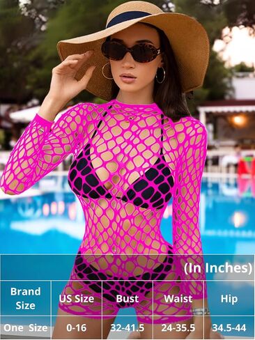 Sexy Fishnet Swimsuit Coverup For Women, Hollow Out Backless Long Sleeve Romper Bathing Suit, One Piece Beach Outfits in Saudi Arabia