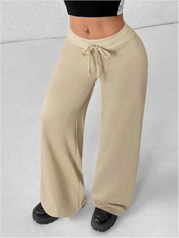 Women's Wide Leg Sweatpants Drawstring Elastic Workout Athletic Running Sweat Track Pants Joggers in Kuwait