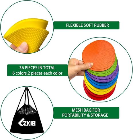 Spot Markers 4.72/9 Inch 12/24/36 Pcs Anti-Slip Agility Floor Markers,Colorful Flat Field Gym Classroom Floor Spots Set for Indoor Outdoor Soccer Basketball Sports Speed Training and Drills in Saudi Arabia