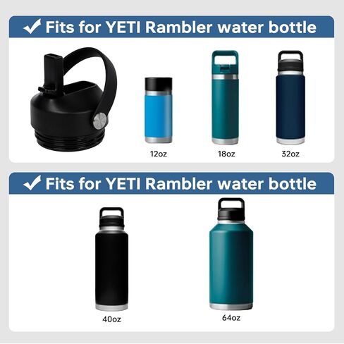 Straw Lid for Yeti Rambler 12 18 26 36 64 oz, Replacement Lids with Straws and Flexible Handle for Yeti Rambler Bottle, Sports Water Bottle Straw Cap in Saudi Arabia