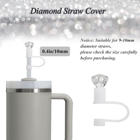 6PCS Diamond Glitter Stanley Cup Accessories Set 30&40 Oz, Includes 1 Diamond Silicone Boot, 1 Diamond Handle Strap, 1 Straw Covers,1 Straw Adapters Charm Blank with 2 Glitter Charms in Saudi Arabia