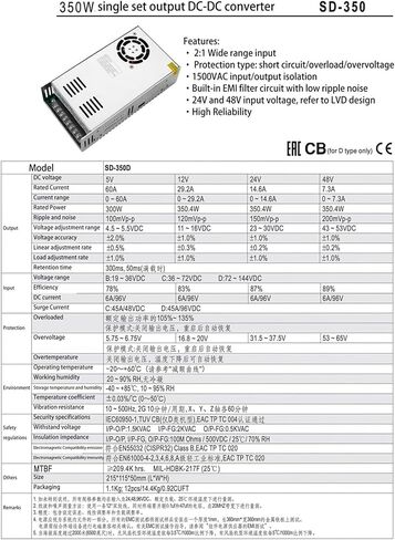 DC to DC Switching Power Supply 150W 350W 500W 19-200VDC 12V 24V 48V Source Adapter Converter (12V-500W) in Saudi Arabia