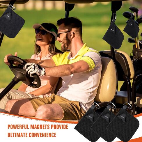 Batiyeer 3 Pack Small Magnetic Golf Towels Gift for Men 5.5 x 5.5 Inch Microfiber Waffle Material with Clip Pocket Golf Towel with Magnet for Carts Fall Camping Club Men Women(Black) in Saudi Arabia