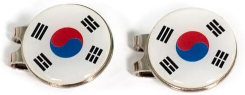 South Korean Flag Golf Ball Marker Set (2-Pack) with Magnetic Hat Clip – Durable Design, Perfect for Golf Enthusiasts in Saudi Arabia