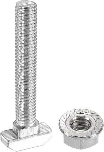 uxcell 8Pcs t Slot Drop-in Bolt, M8 x 50mm T-Slot Bolts Carbon Steel t Shape Stud Sliding Screw Hammer Head T-Bolt for Standard 4040 Series Aluminum Profile in Saudi Arabia