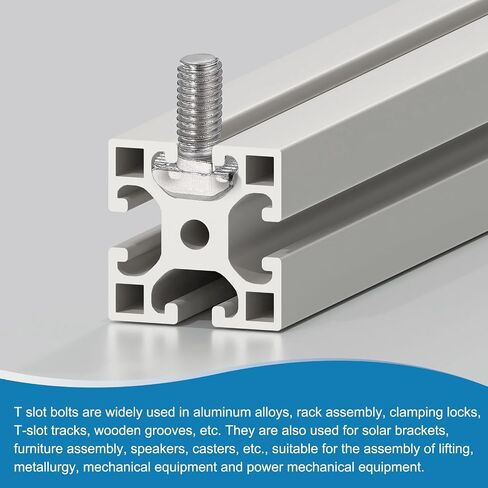 uxcell 8Pcs t Slot Drop-in Bolt, M8 x 50mm T-Slot Bolts Carbon Steel t Shape Stud Sliding Screw Hammer Head T-Bolt for Standard 4040 Series Aluminum Profile in Saudi Arabia