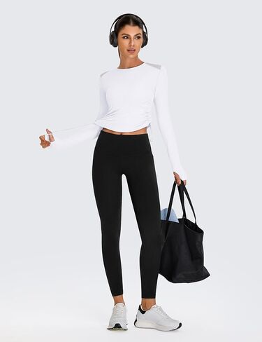 BMJL Women's Long Sleeve Crop Proction Terts Slim Fit Mesh Gym Gym Athletic Runking قمم المشي لمسافات طويلة in Kuwait