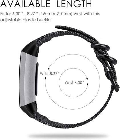 FINTIE Bands Compatible with Fitbit Charge 4 3 3SE, Soft Woven Nylon Sports Band Replacement Strap (Black) in Saudi Arabia