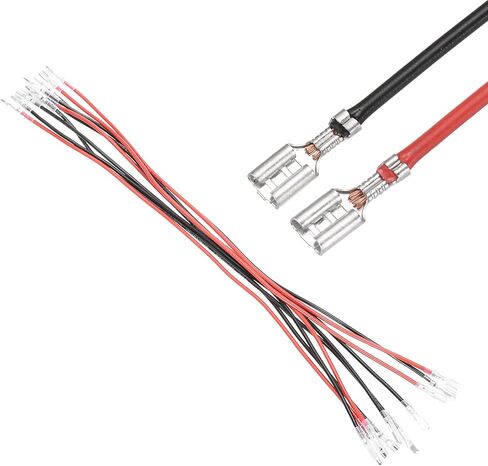 MECCANIXITY 10Pcs Double Head Female Spade Crimp Terminal with Insulating Sleeve 6.30mm, Female Spade Quick Connector Assortment Kit with 30cm Wires, Flame Retardant Cover in Saudi Arabia