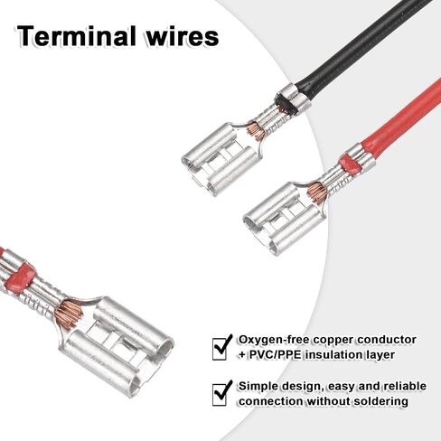 MECCANIXITY 10Pcs Double Head Female Spade Crimp Terminal with Insulating Sleeve 6.30mm, Female Spade Quick Connector Assortment Kit with 30cm Wires, Flame Retardant Cover in Saudi Arabia
