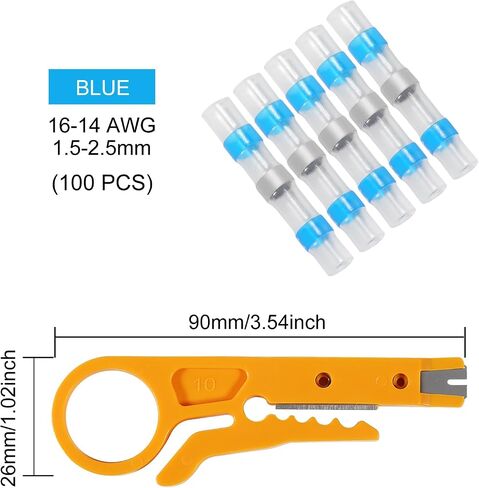 100pcs AWG 22-18 موصلات بعقب التقلص الحراري الموصلات سلك لحام سلك سلك موصل لصق الأنبوب المقاوم للماء للموصل in Kuwait