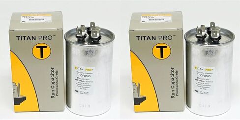 Generic 2 PACK Titan Pro TRCFD555 55 + 5 UF HVAC Round Dual Motor Run Capacitor 55/5 MFD/UF 440/370 Volts for CENTRAL AIR CONDITIONER A/C PACKARD, TCRFD555 in Kuwait