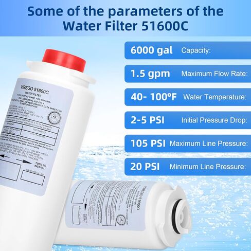 مرشح 51600C ، بديل لـ Elkay 51600C ، متوافق مع محطة زجاجة استبدال مرشح EZH2O ، بواسطة مرشح المياه المعتمد NSF/ANSI 42 ، مرشحات عالية السعة 51600 6000 جال in Kuwait