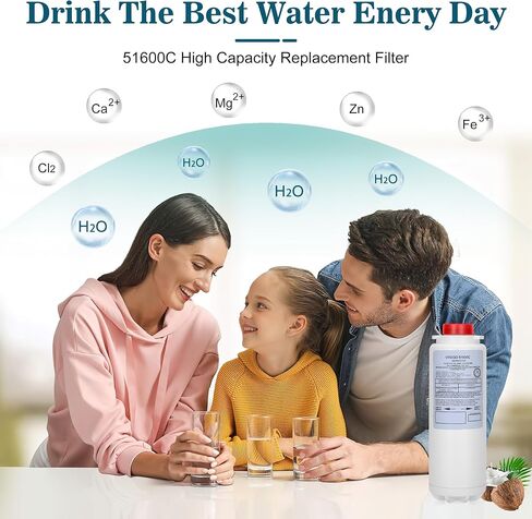 مرشح 51600C ، بديل لـ Elkay 51600C ، متوافق مع محطة زجاجة استبدال مرشح EZH2O ، بواسطة مرشح المياه المعتمد NSF/ANSI 42 ، مرشحات عالية السعة 51600 6000 جال in Kuwait