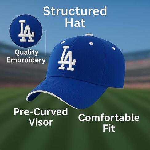 Los Angeles Baseball MVP Hat Classic LA Team Logo Cap القابلة للتعديل (الأزرق) in Saudi Arabia