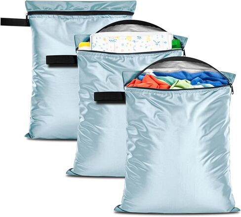 3 حزمة من ملابس الطفل حفاضات رطب الجفاف الأكياس الجافة المقاومة للماء ، 12 "x16" ، نسيج بوليستر متين مع شريط مقاوم للماء ، ملابس السباحة الرطبة والمنشفة للسفر الشاطئ الصالة الرياضية ، مع مقبض وسحاب ، أسود ، أسود in Kuwait