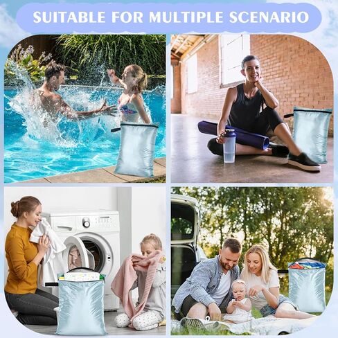 3 حزمة من ملابس الطفل حفاضات رطب الجفاف الأكياس الجافة المقاومة للماء ، 12 "x16" ، نسيج بوليستر متين مع شريط مقاوم للماء ، ملابس السباحة الرطبة والمنشفة للسفر الشاطئ الصالة الرياضية ، مع مقبض وسحاب ، أسود ، أسود in Kuwait