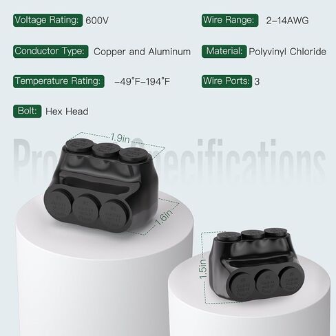 6pcs 4 منفذ إدخال أحادي الجوانب موصل الصنبور متعدد الجوانب 4-14 AWG ، موصل لصق كهربائي ، مطلي بالفينيل الأسود ، مصنفة مزدوجة لأسلاك النحاس والألومنيوم in Kuwait