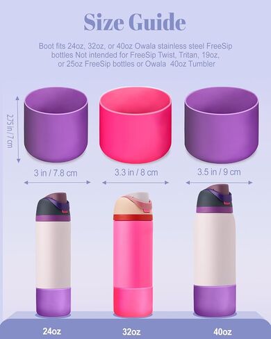 حذاء زجاجة ماء السيليكون 2pcs لـ Owala Freesip 24oz و 32 أوقية و 40 أوقية - إكسسوارات غلاف واقي واقية مضادة للانزلاق مع فرشاة تنظيف الغطاء in Kuwait