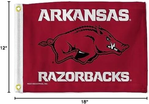 RICO Industries NCAA Arkansas Razorbacks الشعار الأساسي Red 12 "× 18" علم الأداة المساعدة - من جانب مزدوج - رائع للقوارب/لعبة الجولف/المنزل إلخ. in Saudi Arabia