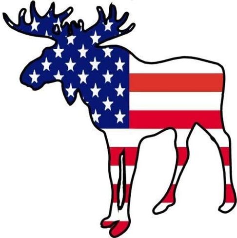 Moose Silhouette with American Flag Vinyl Decal Sticker - Great for Truck Car Bumper or Tumbler - Perfect Husband Fathers Day Hunting Outdoor Lover Gift, Made in The USA Size: 5 x 5 inch C in Saudi Arabia