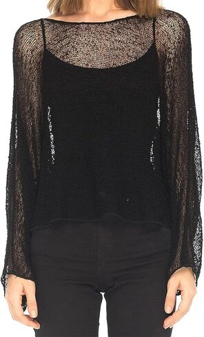 Women Sheer Knit Poncho Top Mesh Beach Cover Up in Kuwait
