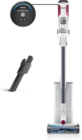 SHARK IW3525Q Detect Pro Auto-Empty System - Lightweight Cordless Stick Vacuum for Pet Hair with HEPA Filter, Odor Neutralizer, Portable Handheld, Charging Dock, Tools (Renewed) (White + Magenta) in Saudi Arabia