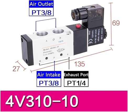 4V210-08 4V310-10 4V410-15 Pneumatic Electric Solenoid Valve Directional Control Magnetic Valve 24V 220V(4v310-10,DC12) in Saudi Arabia