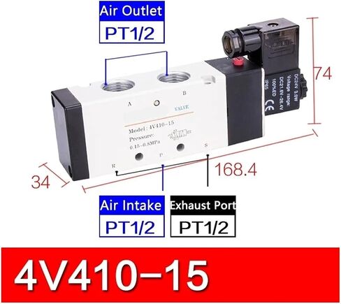 4V210-08 4V310-10 4V410-15 Pneumatic Electric Solenoid Valve Directional Control Magnetic Valve 24V 220V(4v310-10,DC12) in Saudi Arabia