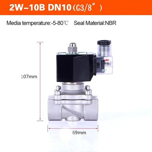 DN10 3/8 "12V 110V 220V 24V صمام الملف اللولبي الكهربائي للغاز الكهربائي للمياه المصنوعة من الفولاذ المقاوم للصدأ (NPT ، 24VDC-EPDM-SEAL) in Saudi Arabia