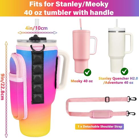 Magnetic Water Bottle Carrier Bag Compatible with Stanley/Meoky 40 oz Tumbler with Handle,Water Bottle Holder Pouch with Adjustable Shoulder Strap & Phone Pocket Fits for Stanley Cup Accessories in Saudi Arabia