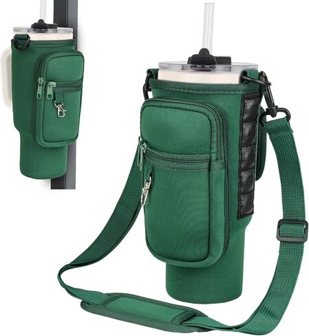 Magnetic Water Bottle Carrier Bag Compatible with Stanley/Meoky 40 oz Tumbler with Handle,Water Bottle Holder Pouch with Adjustable Shoulder Strap & Phone Pocket Fits for Stanley Cup Accessories in Saudi Arabia