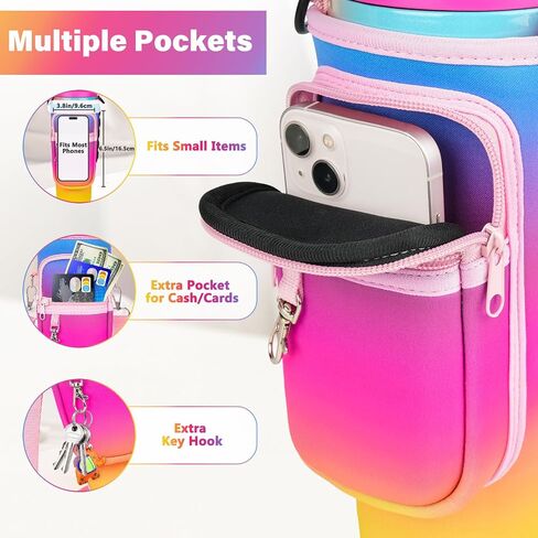 Magnetic Water Bottle Carrier Bag Compatible with Stanley/Meoky 40 oz Tumbler with Handle,Water Bottle Holder Pouch with Adjustable Shoulder Strap & Phone Pocket Fits for Stanley Cup Accessories in Saudi Arabia