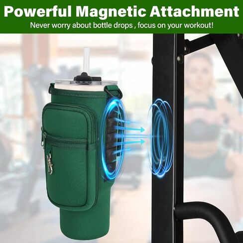 Magnetic Water Bottle Carrier Bag Compatible with Stanley/Meoky 40 oz Tumbler with Handle,Water Bottle Holder Pouch with Adjustable Shoulder Strap & Phone Pocket Fits for Stanley Cup Accessories in Saudi Arabia
