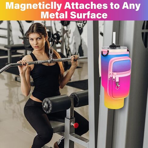 Magnetic Water Bottle Carrier Bag Compatible with Stanley/Meoky 40 oz Tumbler with Handle,Water Bottle Holder Pouch with Adjustable Shoulder Strap & Phone Pocket Fits for Stanley Cup Accessories in Saudi Arabia