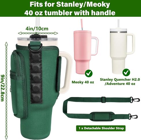 Magnetic Water Bottle Carrier Bag Compatible with Stanley/Meoky 40 oz Tumbler with Handle,Water Bottle Holder Pouch with Adjustable Shoulder Strap & Phone Pocket Fits for Stanley Cup Accessories in Saudi Arabia