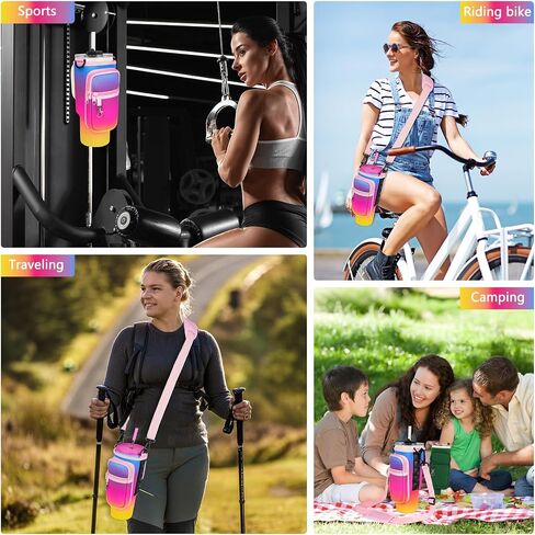 Magnetic Water Bottle Carrier Bag Compatible with Stanley/Meoky 40 oz Tumbler with Handle,Water Bottle Holder Pouch with Adjustable Shoulder Strap & Phone Pocket Fits for Stanley Cup Accessories in Saudi Arabia