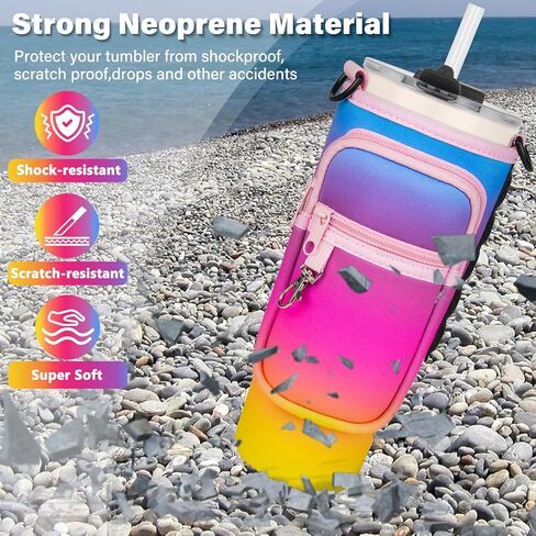 Magnetic Water Bottle Carrier Bag Compatible with Stanley/Meoky 40 oz Tumbler with Handle,Water Bottle Holder Pouch with Adjustable Shoulder Strap & Phone Pocket Fits for Stanley Cup Accessories in Saudi Arabia