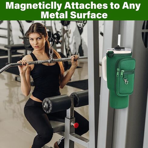Magnetic Water Bottle Carrier Bag Compatible with Stanley/Meoky 40 oz Tumbler with Handle,Water Bottle Holder Pouch with Adjustable Shoulder Strap & Phone Pocket Fits for Stanley Cup Accessories in Saudi Arabia