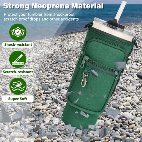 Magnetic Water Bottle Carrier Bag Compatible with Stanley/Meoky 40 oz Tumbler with Handle,Water Bottle Holder Pouch with Adjustable Shoulder Strap & Phone Pocket Fits for Stanley Cup Accessories in Saudi Arabia