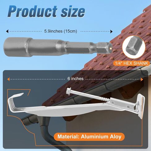 10 Pcs 6 Inch Gutter Hangers with a Pre-Inserted Rust Resistant Screw,Quick Screw Gutter Clips Hidden Gutter Bracket Come with 1/4’’ Hex Drill Bit,Clip for 6" K-Style Aluminum Gutters in Saudi Arabia