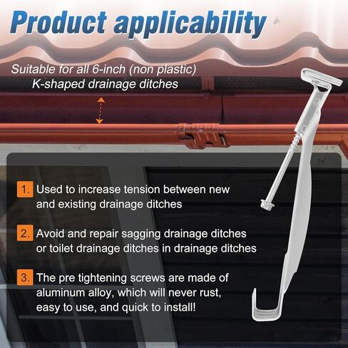 10 Pcs 6 Inch Gutter Hangers with a Pre-Inserted Rust Resistant Screw,Quick Screw Gutter Clips Hidden Gutter Bracket Come with 1/4’’ Hex Drill Bit,Clip for 6" K-Style Aluminum Gutters in Saudi Arabia