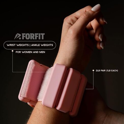 forfit | أوزان الرسغ | أوزان الكاحل للنساء والرجال - زوج 2 رطل (1 رطل لكل منهما) مع نطاقات المقاومة | الأوزان الدمبل مجموعة لليوغا ، بيلاتيس ، العلاج الطبيعي ، المشي | مجموعات الدمبل القابلة للتعديل للصالة الرياضية والمنزل in Kuwait