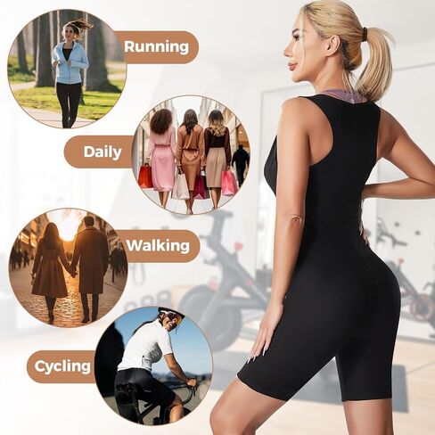 Sauna Suit for Women Sauna Vest Weight Loss 4 in 1 Waist Trainer Full Body Sweat Shirt Workout Running Gym in Saudi Arabia