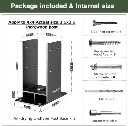 6x6 Post Base (Internal Size 5.6" x 5.6 ") Heavy Duty Stainless Steel Powder-Coated Post Anchor with Air Flow Channel Fence Post Anchor Base for Deck Railing, Pergolas, Fence Pillar, 4Pack in Saudi Arabia