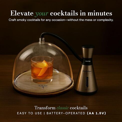 Cocktail Smoker Kit – Whiskey Smoker Glass Dome Infuser for Old Fashioned – Crafty Mixologist Smoking Kit with Torch, Wood Plate & Flavored Chips – Smoker for Drinks in Saudi Arabia