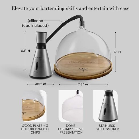 Cocktail Smoker Kit – Whiskey Smoker Glass Dome Infuser for Old Fashioned – Crafty Mixologist Smoking Kit with Torch, Wood Plate & Flavored Chips – Smoker for Drinks in Saudi Arabia