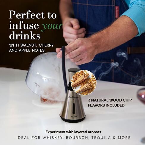 Cocktail Smoker Kit – Whiskey Smoker Glass Dome Infuser for Old Fashioned – Crafty Mixologist Smoking Kit with Torch, Wood Plate & Flavored Chips – Smoker for Drinks in Saudi Arabia