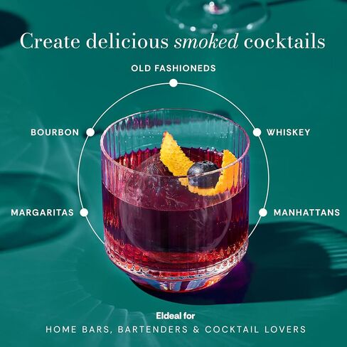 Cocktail Smoker Kit – Whiskey Smoker Glass Dome Infuser for Old Fashioned – Crafty Mixologist Smoking Kit with Torch, Wood Plate & Flavored Chips – Smoker for Drinks in Saudi Arabia